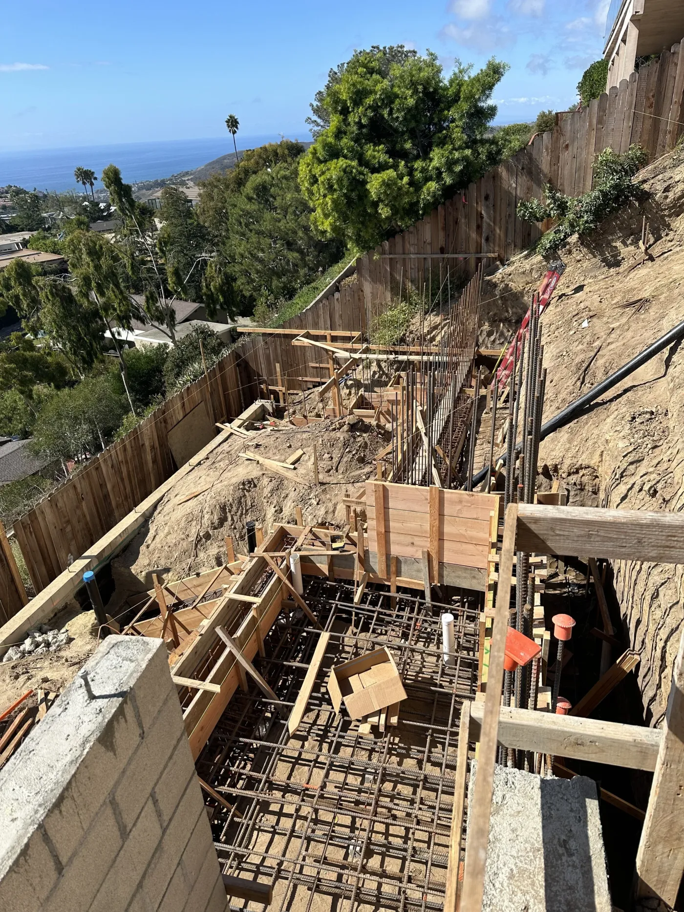 Foundation and retaining work on a steep Laguna Beach lot